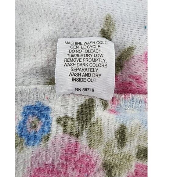 Intimate Essentials Super Soft Floral Print Long Sleeve V neck Loungewear W Med - Picture 9 of 11